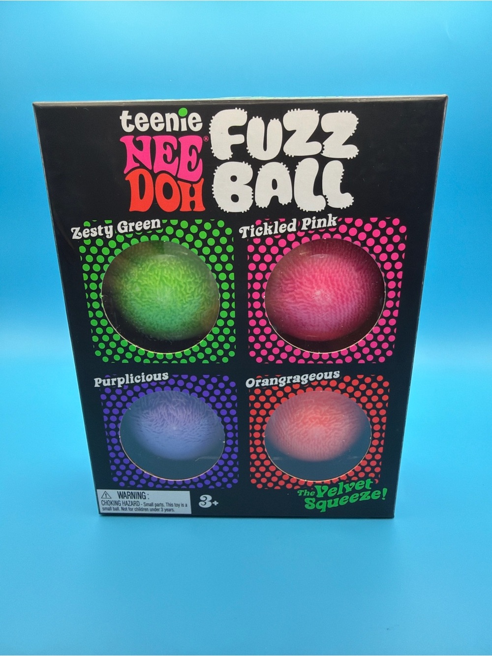 Needoh Fuzz Ball Kids Toy - Zesty Green, Tickled Pink, Purplicious, Orangrageous